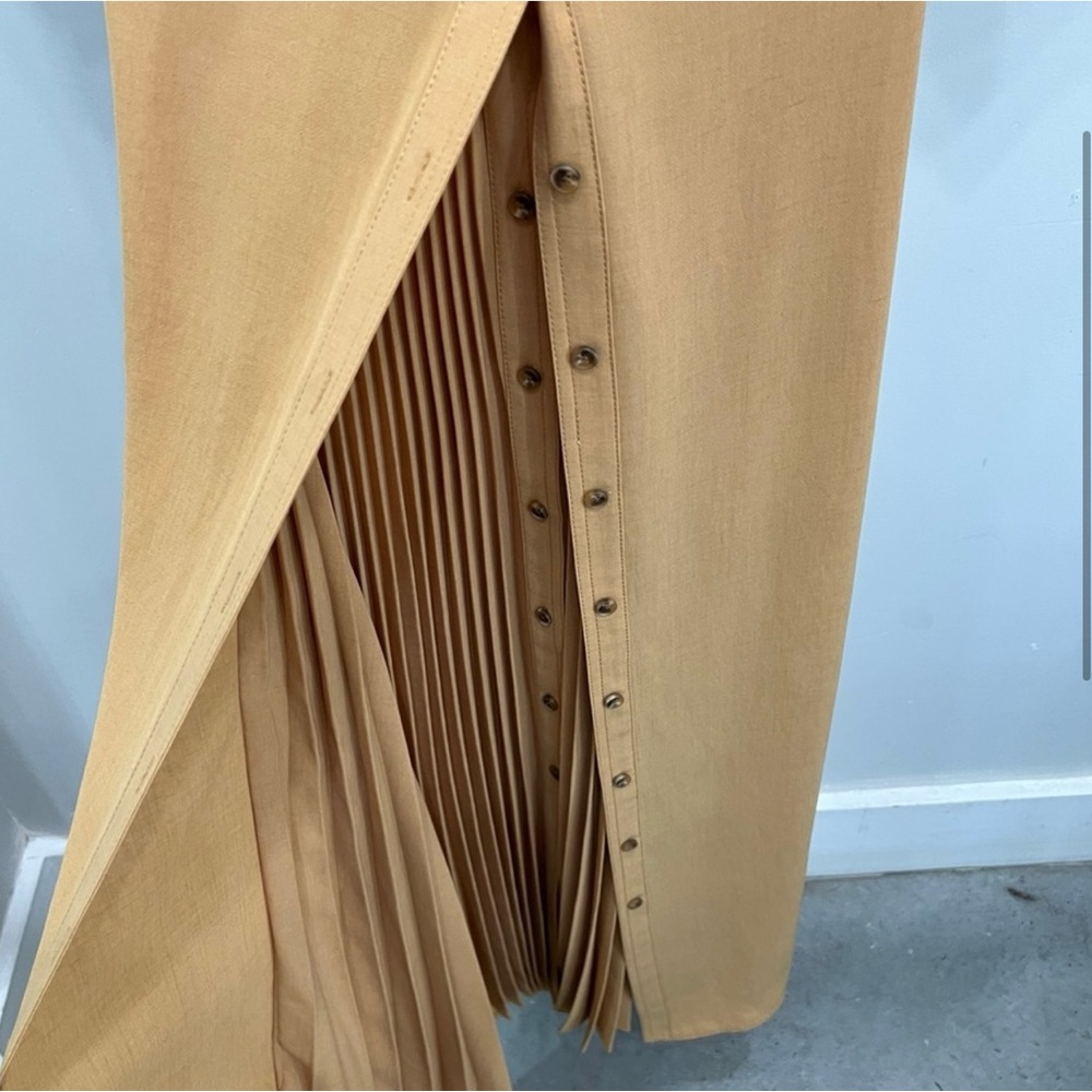 ALC FLORENCE PLEATED MIDI DRESS IN RAFFIA - Picture 3 of 4